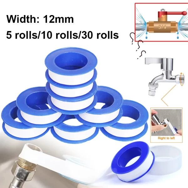 1 10 rolls of PTFE water pipe tape oil free tape sealing tape pipe fittings thread 1-10 rolls of PTFE water pipe tape oil-free tape sealing tape pipe fittings thread sealing tape home improvement public pipe