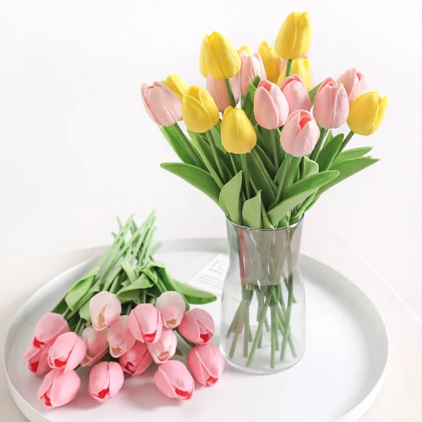 10Pcs Tulip Artificial Flowers Bouquet 29cm Real Touch PE Fake Flowers for Wedding Decoration Ceremony Decor Home Garden Decor - Image 2