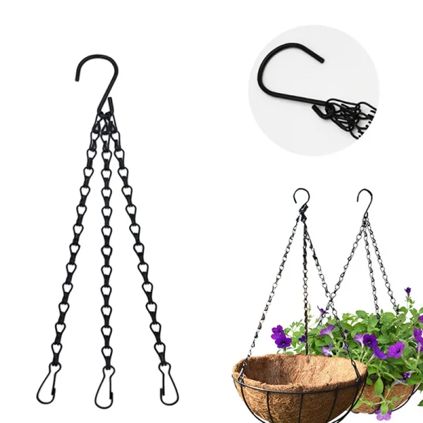 1Pc 40/50cm Imitation Rattan Hanging Basket Flower Pot Chain With 3 Hooks Chains Plants Plant Grow Basin Home Garden Decor - Image 2