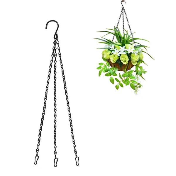 1Pc 40/50cm Imitation Rattan Hanging Basket Flower Pot Chain With 3 Hooks Chains Plants Plant Grow Basin Home Garden Decor - Image 4