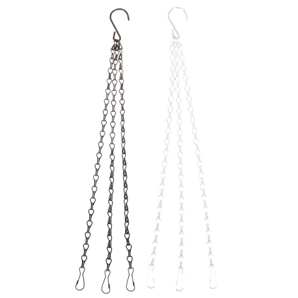 1Pc 40/50cm Imitation Rattan Hanging Basket Flower Pot Chain With 3 Hooks Chains Plants Plant Grow Basin Home Garden Decor