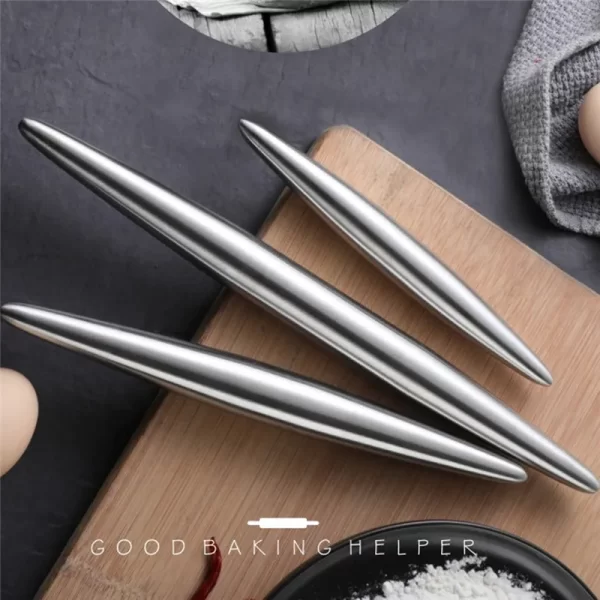 1Pc Stainless Steel Rolling Pin Kitchen Utensils Dough Roller Bake Pizza Noodles Cookie Dumplings Making Non 1Pc Stainless Steel Rolling Pin Kitchen Utensils Dough Roller Bake Pizza Noodles Cookie Dumplings Making Non-stick Baking Tool