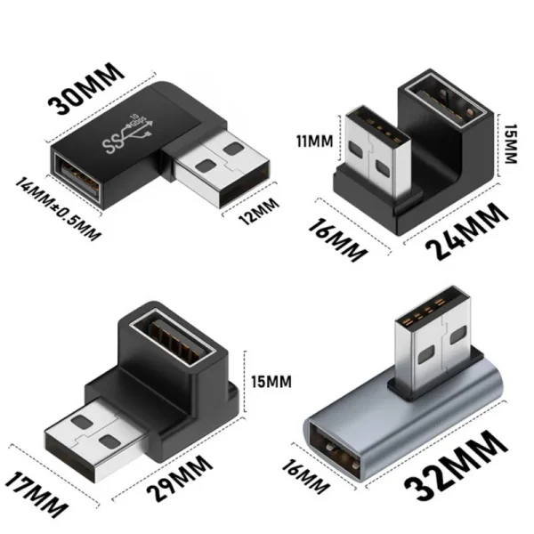 1pc USB Adapter 90 Degree Right Angle USB Female To USB Male Adapter 10Gbps Data Transfer 4 1pc USB Adapter 90 Degree Right Angle USB Female To USB Male Adapter 10Gbps Data Transfer Converter Coupler For Laptop Computer