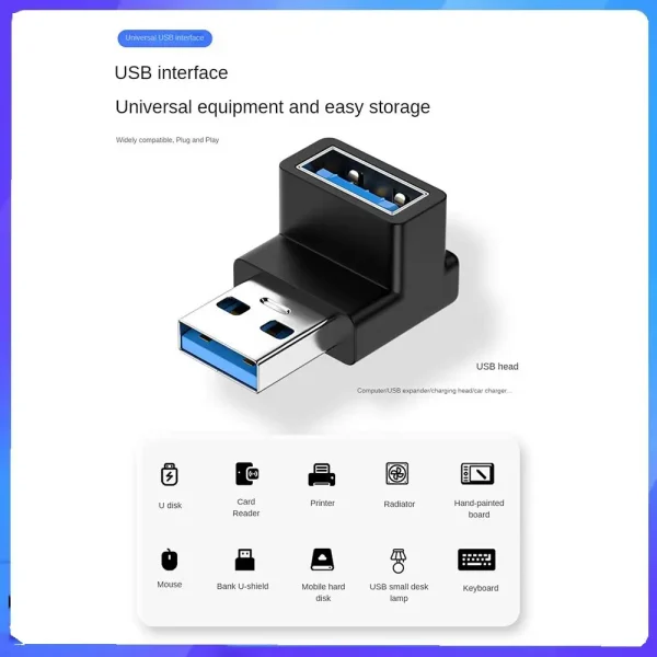 1pc USB Adapter 90 Degree Right Angle USB Female To USB Male Adapter 10Gbps Data Transfer 1pc USB Adapter 90 Degree Right Angle USB Female To USB Male Adapter 10Gbps Data Transfer Converter Coupler For Laptop Computer