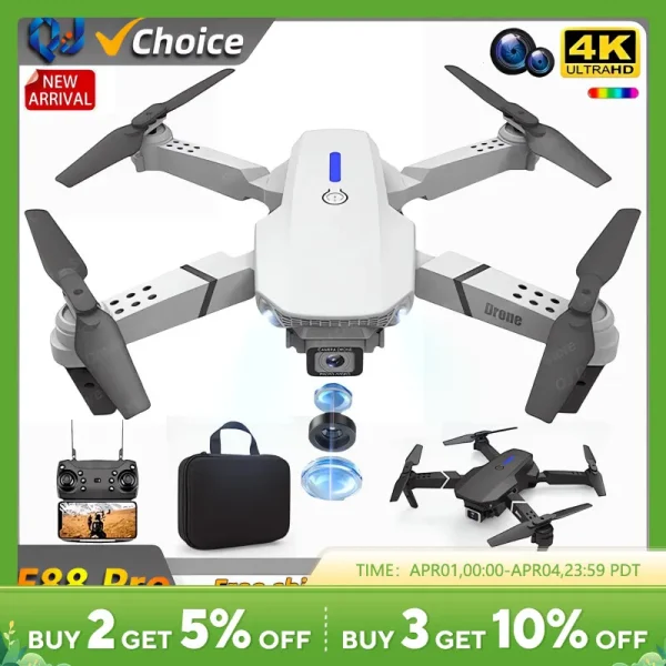 2024 E88Pro RC Drone 4K Professinal With 1080P Wide Angle HD Camera Foldable Helicopter WIFI FPV Height Hold Gift Toy