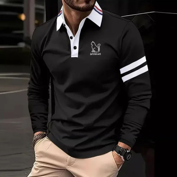 2024 New Men's Long sleeved Slim Fit Polo Shirt Fashion Spring and Autumn Men's Shirts - Image 2