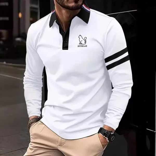 2024 New Men's Long sleeved Slim Fit Polo Shirt Fashion Spring and Autumn Men's Shirts - Image 4