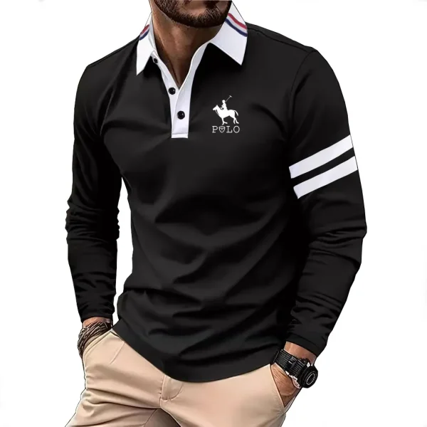2024 New Summer Men's Long sleeved Polo Shirt Fashion Head Show Slim Fit Long sleeved Shirt - Image 4