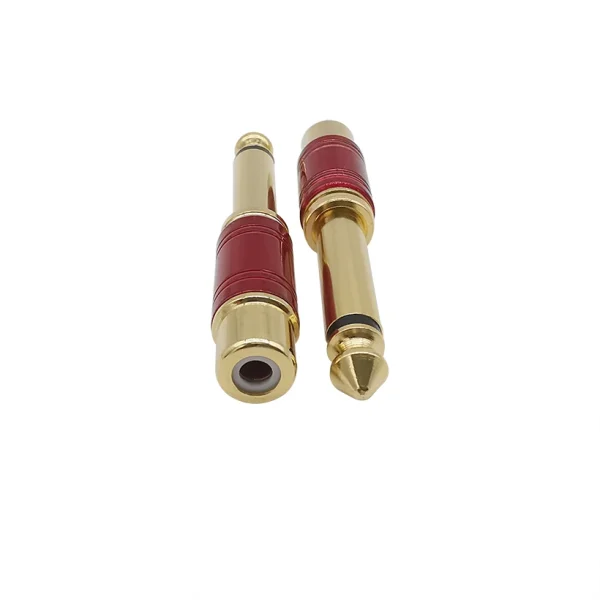 2Pcs 6 35mm 1 4 Mono Male Plug To RCA Female Jack Mixer Audio Speaker Connectors 3 2Pcs 6.35mm 1/4" Mono Male Plug To RCA Female Jack Mixer Audio Speaker Connectors TS Converter Sound Adapter For Home KTV Use
