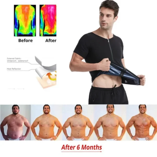 5XL Men Shaperwear Waist Traine Sauna Sweat Vest Body Shaper Cincher Corset T-Shirts Slimming - Image 3