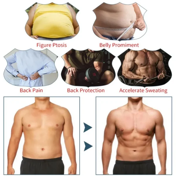 5XL Men Shaperwear Waist Traine Sauna Sweat Vest Body Shaper Cincher Corset T-Shirts Slimming - Image 4