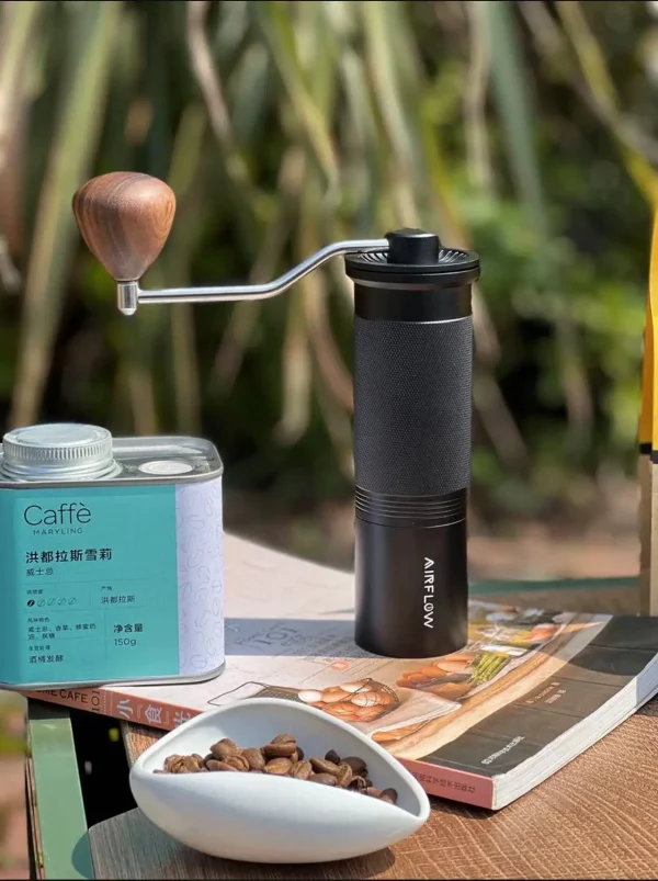 AIRFLOW Manual Coffee Grinder CNC Stainless Steel Double point central shaft fixed 5core/7core Hand Burr Coffee Bean Grinding