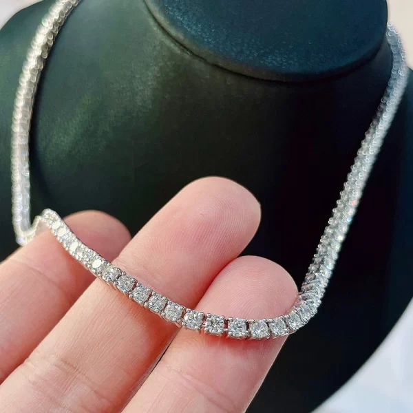 Aazuo Fine jewerly 18K Gold Real Diamonds 8.85ct F VS Luxury Classic Tennis Necklace Gife For Woman Senior Party Charm Jewelry - Image 3