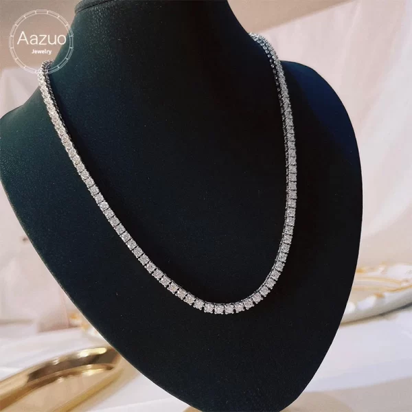 Aazuo Fine jewerly 18K Gold Real Diamonds 8.85ct F VS Luxury Classic Tennis Necklace Gife For Woman Senior Party Charm Jewelry