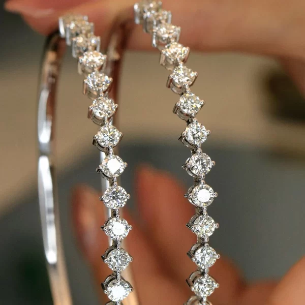 Aazuo Luxury Jewelry 18K White Gold Natrual Diamonds 3.0ct Tennis Bangle For Woman Upscale Trendy Wedding Engagement Party - Image 3