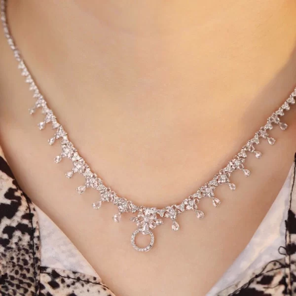 Aazuo Premium jewelry 18K Pure White Gold Real Diamond 5.0ct Luxury Necklace Gifted For Women High Class Banquet Party Au750 - Image 5