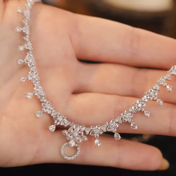 Aazuo Premium jewelry 18K Pure White Gold Real Diamond 5.0ct Luxury Necklace Gifted For Women High Class Banquet Party Au750 - Image 6