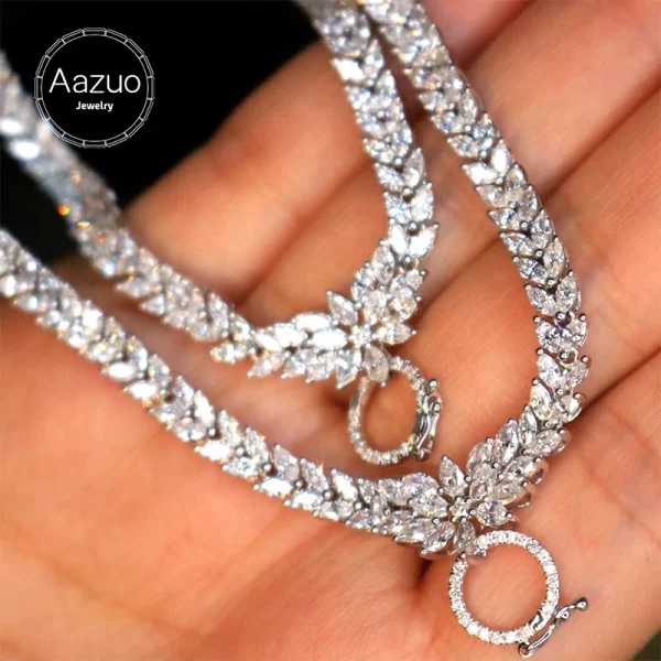 Aazuo Premium jewelry 18K Pure White Gold Real Diamond 7.0ct Luxury Phoenix Necklace Gifted For Women High Class Banquet Party