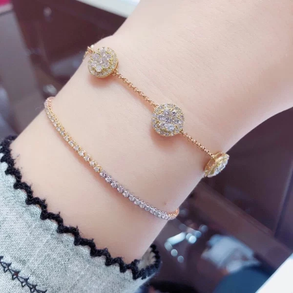 Aazuo Real 18K White Gold Yellow Gold Real Diamonds 2.5ct Fine Jewelry Bracelet gifted for Women Birthday Party Au750 - Image 6