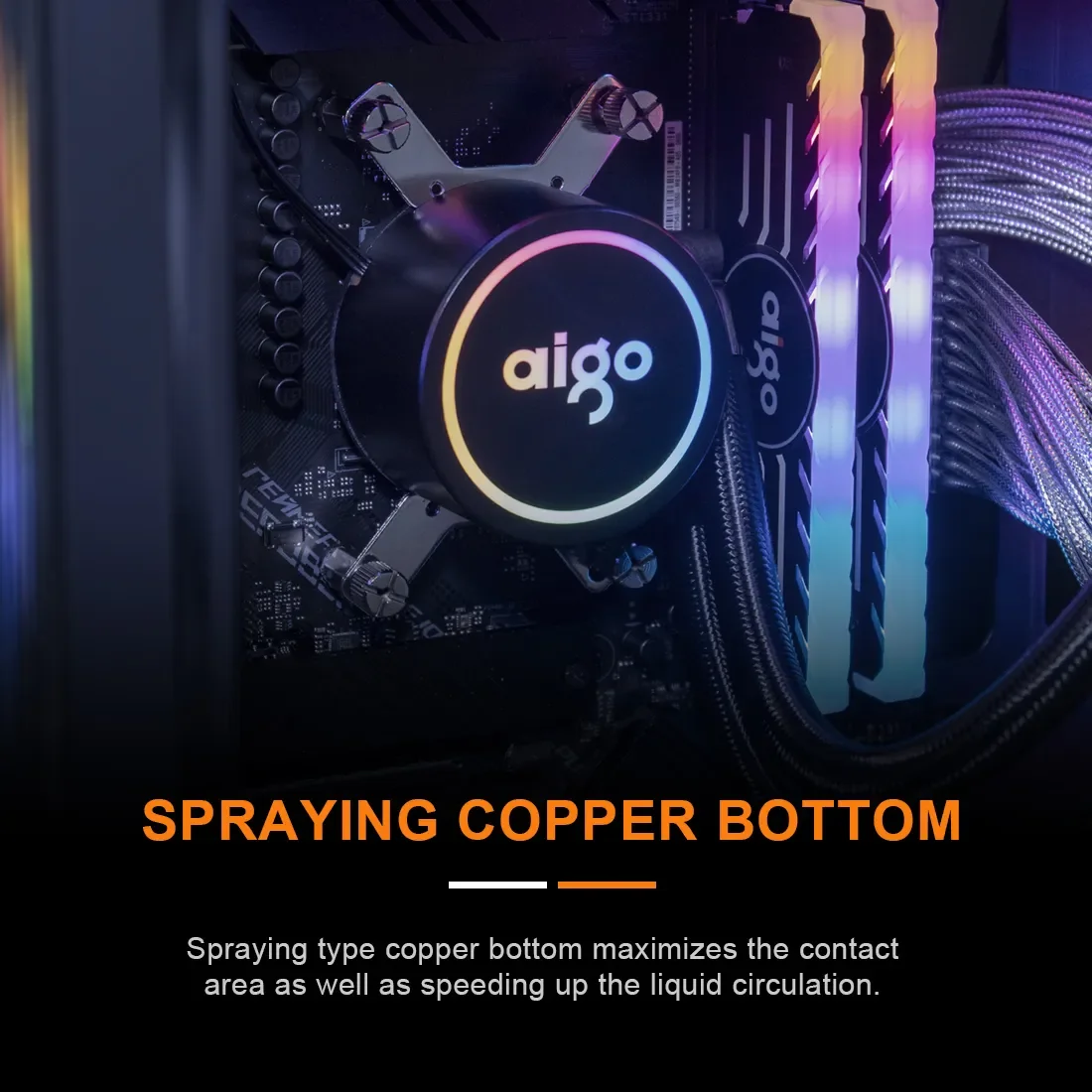 Aigo Water Cooler CPU Cooling Computer RGB Water Cooling Heatsink Integrated CPU Cooler Fan Radiator LGA 1700/1151/2011/AM3 /AM4 6 Aigo Water Cooler CPU Cooling Computer RGB Water Cooling Heatsink Integrated CPU Cooler Fan Radiator LGA 1700/1151/2011/AM3 /AM4 - Image 6