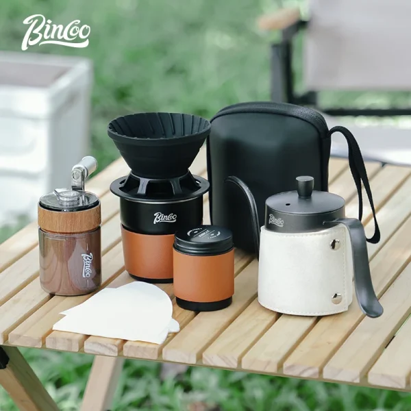 BINCOO Coffee Equipment Portable Hand Brewed Coffee Set Coffee Manual Grinder Complete Set for Outdoor Camping Travel