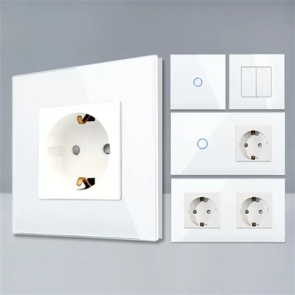 Bingoelec White Light Touch Switch and Wall Socket With Crystal Glass Panel Home Improvement Bingoelec White Light Touch Switch and Wall Socket With Crystal Glass Panel Home Improvement