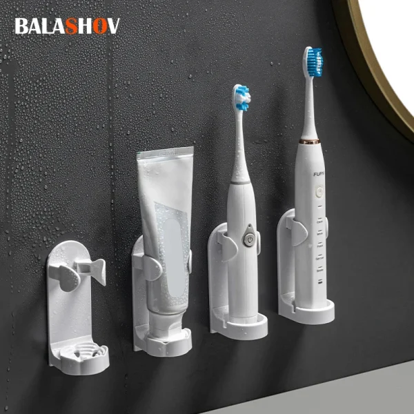 Creative Space Saving Rack Organizer Electric Wall Mounted Holder Traceless Plastic Toothbrush Holder Home Bathroom Accessories Creative Space Saving Rack Organizer Electric Wall-Mounted Holder Traceless Plastic Toothbrush Holder Home Bathroom Accessories