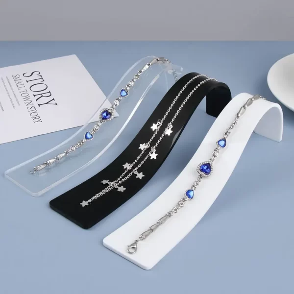 Curved Shape Portable Show Case Exhibitor Desktop Storage Watch Display Jewellry Stand Bracelet Holder Necklace Organizer