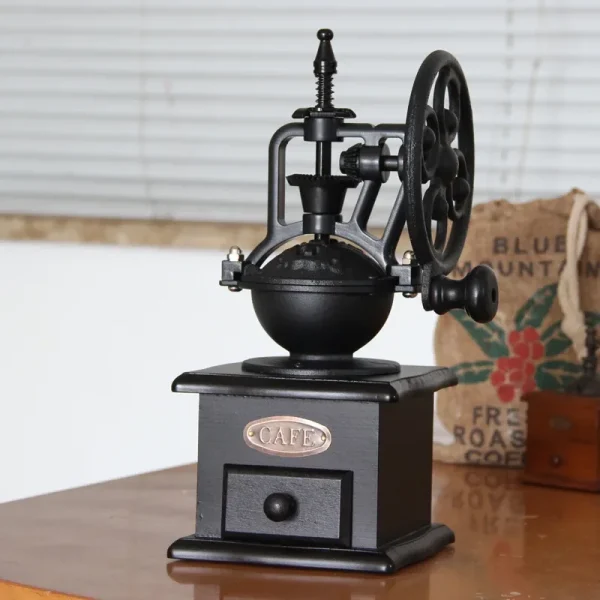 Deep Colour Wood Manual Coffee Grinder Manual Cast Iron Vintage Handmade Coffee Bean Spices Mini Burr Grinder Kitchen Tools