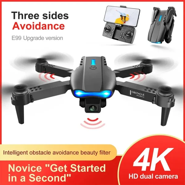 E99 Pro HD 4k Drone Camera High Hold Mode Foldable Mini RC WIFI Aerial Photography Quadcopter Toys Helicopter UAV - Image 2