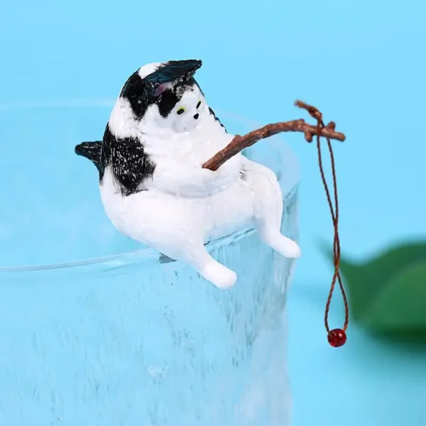 Funny Cats Fishing Figurine Cat Sculpture Sitting Fishing Cat Resin Ornament Fish Tank Landscaping Aquarium Home Decoration - Image 4