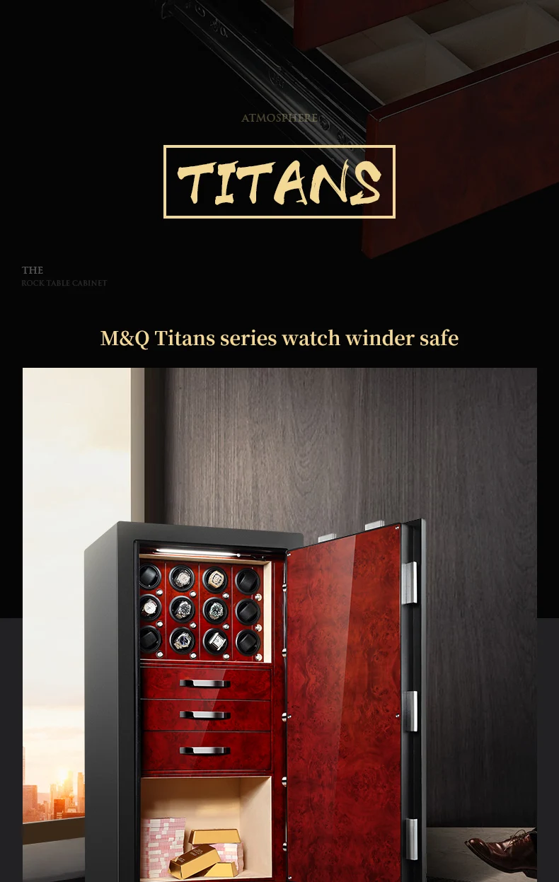 H16b7d68949314a25bd6a72daf308e110X Automatic Watch Winder Safety Box 12 Slot Watch Safe Box for Deposit/Watch/Jewelry/Antique Guard Against Theft Case Strong Boxes