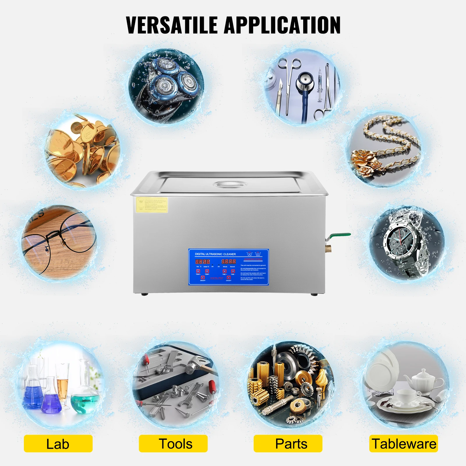 H39aa09c7a71943f4b584bb8dd2826c27X VEVOR Ultrasonic Cleaner Home Appliance Ultrasound Cleaner Ultrasound Cleaning Machine 1.3-30L Portable Washing Machine