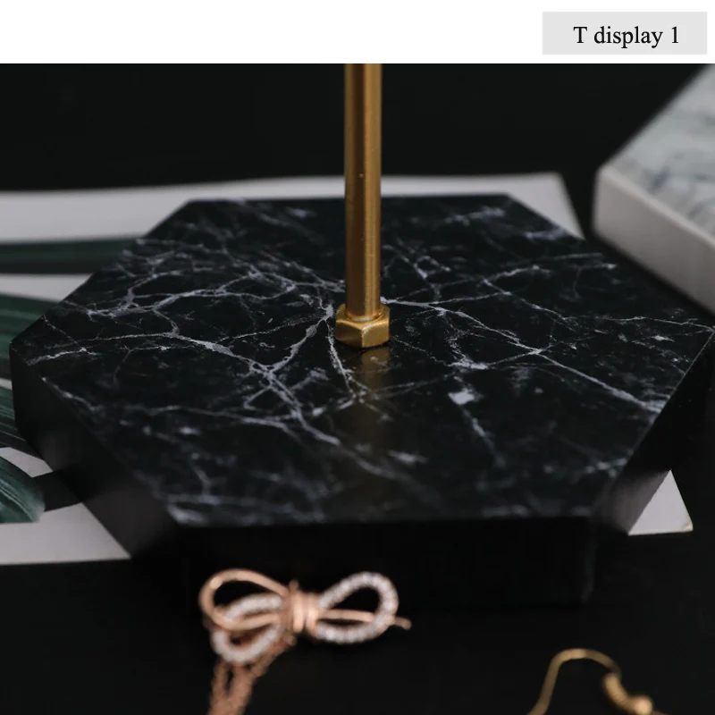 H49eb77524e7647348b34853e3f872d27M High Level Wooden Bottom Gold T-shaped Earrings Ring Necklace Watch Jewelry Shelf Jewelry Stand Counter Pendant Jewelry Display
