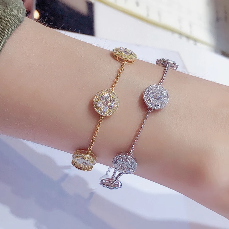 Aazuo Real 18K White Gold Yellow Gold Real Diamonds 2.5ct Fine Jewelry Bracelet gifted for Women Birthday Party Au750