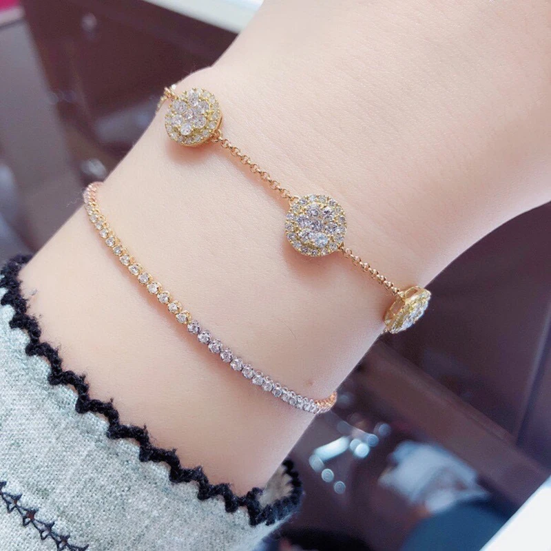 H890e7a3303264549b08522b2a66a1025J Aazuo Real 18K White Gold Yellow Gold Real Diamonds 2.5ct Fine Jewelry Bracelet gifted for Women Birthday Party Au750
