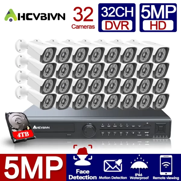 HD 32 Channel 2MP 5MP AHD DVR Kit 5MP Video Surveillance Security Outdoor Indoor Waterproof CCTV HD 32 Channel 2MP 5MP AHD DVR Kit 5MP Video Surveillance Security Outdoor Indoor Waterproof CCTV Camera System 32CH DVR System