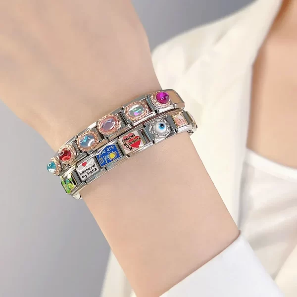 Hapiship 2023 New Fashion Friend Daddy's Angel Charm Italian Links Fit 9mm Bracelet Stainless Steel Jewelry DIY Making DJ608 - Image 4