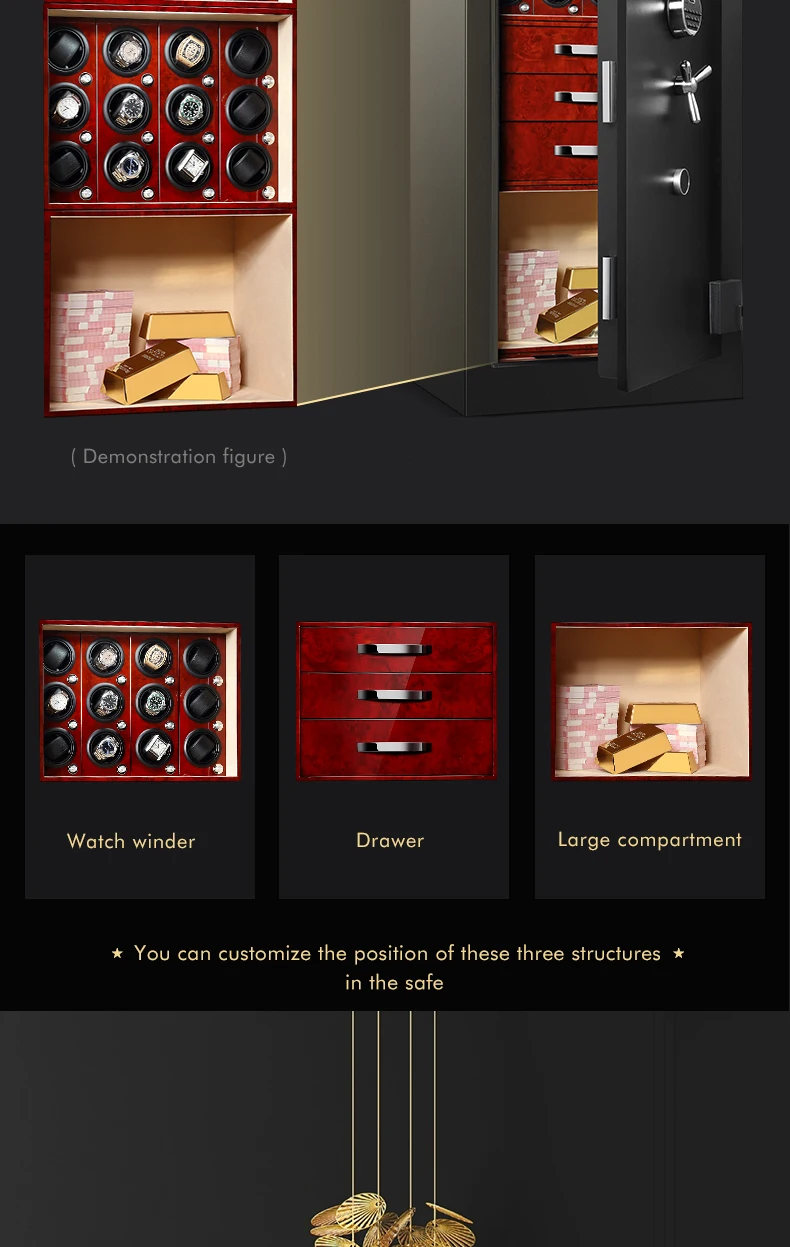 He65bf4ba1c664b6184aaa6dd1a8ccec4Z Automatic Watch Winder Safety Box 12 Slot Watch Safe Box for Deposit/Watch/Jewelry/Antique Guard Against Theft Case Strong Boxes