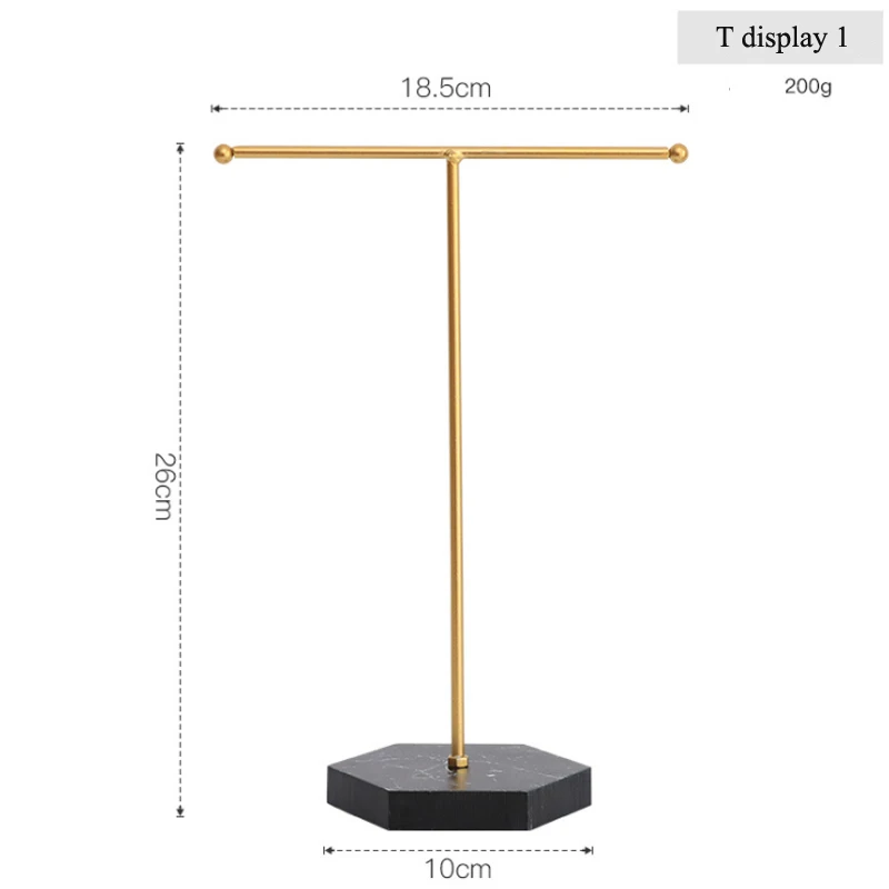 He79d027f8e7244a6b59464c4f4745d13f High Level Wooden Bottom Gold T-shaped Earrings Ring Necklace Watch Jewelry Shelf Jewelry Stand Counter Pendant Jewelry Display