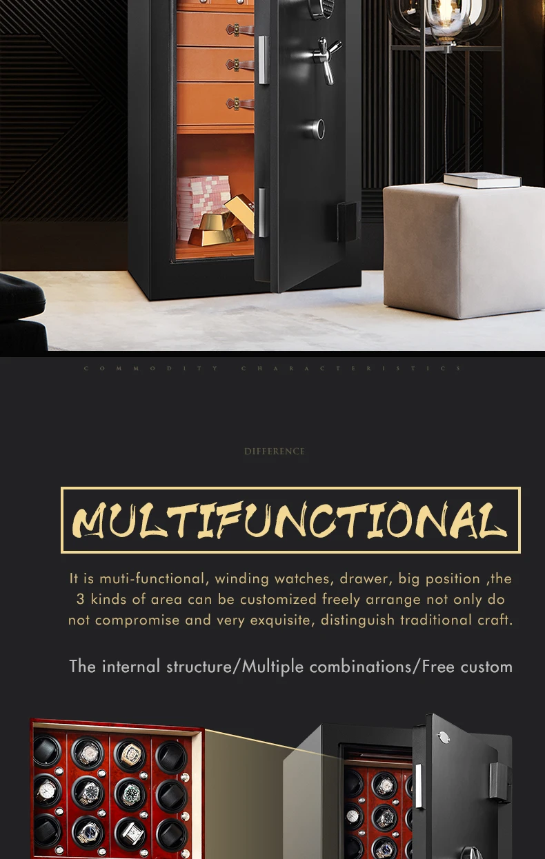 Hfb084dc4333c43e0ada95a5c7a615877G Automatic Watch Winder Safety Box 12 Slot Watch Safe Box for Deposit/Watch/Jewelry/Antique Guard Against Theft Case Strong Boxes