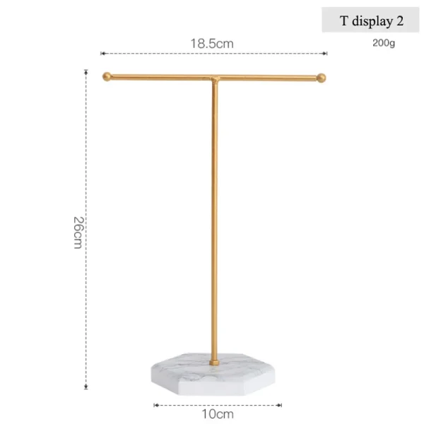 High Level Wooden Bottom Gold T-shaped Earrings Ring Necklace Watch Jewelry Shelf Jewelry Stand Counter Pendant Jewelry Display - Image 5