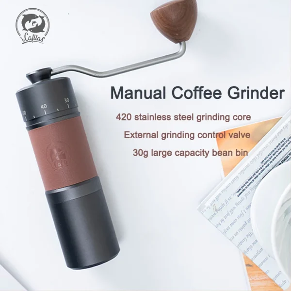 ICAFILAS Manual Grinder Stainless Steel new precision adjustable & non-adjustable coffee powder thickness can be cleaned burr