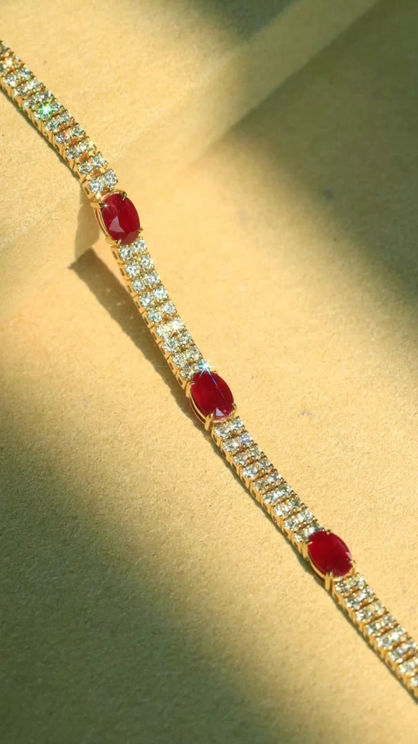 KUGG 18K Rose Gold Bracelet Luxury Real Natural Diamonds 3.25carat Shiny Ruby Fine Classic Shape Jewelry for Women Birthday Gift - Image 3