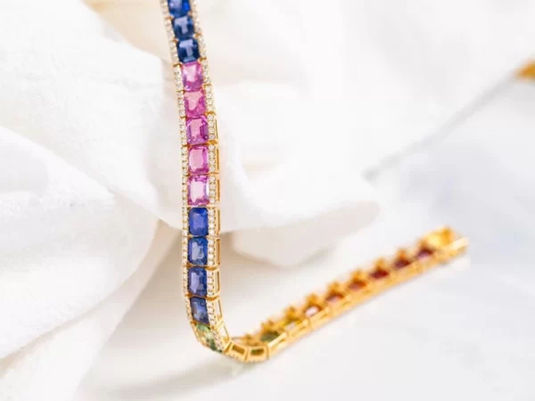 KUGG 18K Rose Gold Bracelet Real Natural Aquamarine Luxury Rianbow Shape Shiny Diamond Jewelry for Women Engagement Party - Image 2