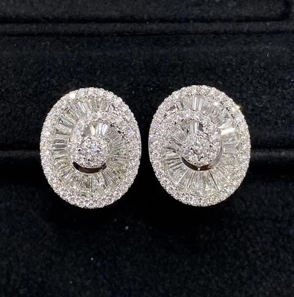LUOWEND 18K White Gold Earrings Fashion Spiral Design Real Natural Diamond Stud Earrings for Women Wedding High Party Jewelry - Image 2