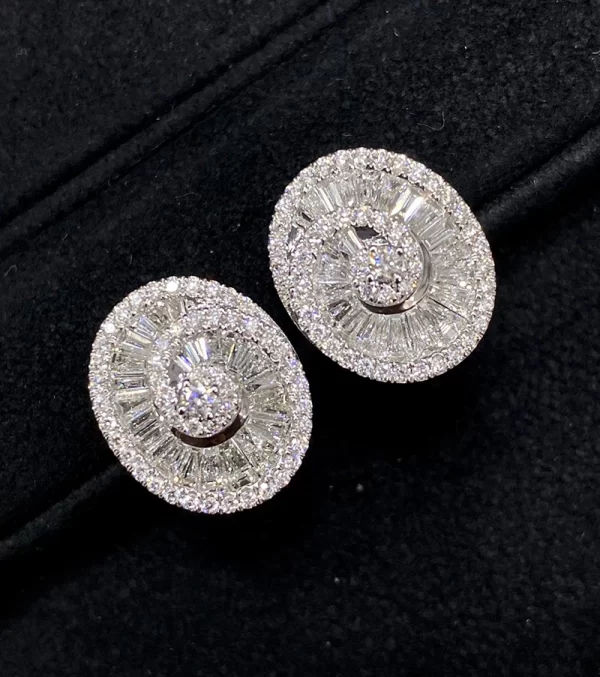 LUOWEND 18K White Gold Earrings Fashion Spiral Design Real Natural Diamond Stud Earrings for Women Wedding High Party Jewelry - Image 3