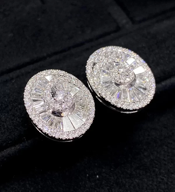 LUOWEND 18K White Gold Earrings Fashion Spiral Design Real Natural Diamond Stud Earrings for Women Wedding High Party Jewelry - Image 4