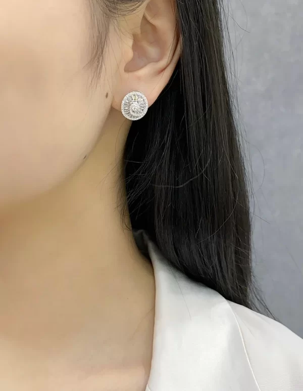 LUOWEND 18K White Gold Earrings Fashion Spiral Design Real Natural Diamond Stud Earrings for Women Wedding High Party Jewelry - Image 6
