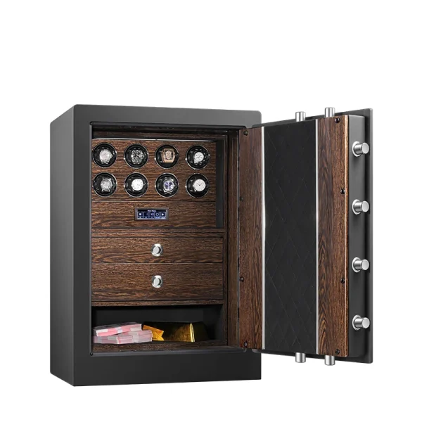 Luxury Wooden Automatic Watch Box Safe Mechanical Watch Winder Watch Strongbox Anti Theft Jewelry Cash Storage Cabinet - Image 2
